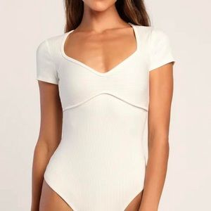 Short Sleeve Ribbed Knit Bodysuit